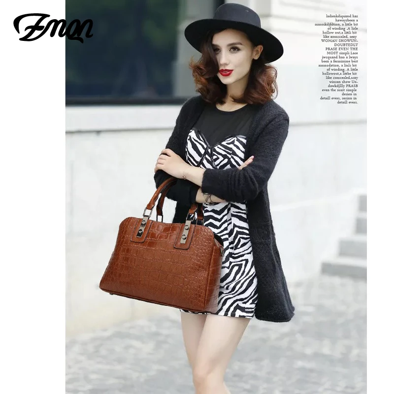 

ZMQN Luxury Women Handbag 2020 Crocodile Pattern Shoulder Bag For Women Leather Handbags Women Famous Brand Vintage Kabelka C610