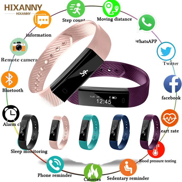2019 умный браслет счетчик шагов фитнес SmartBand Вибрационный будильник pk ID107 fit bit miband2