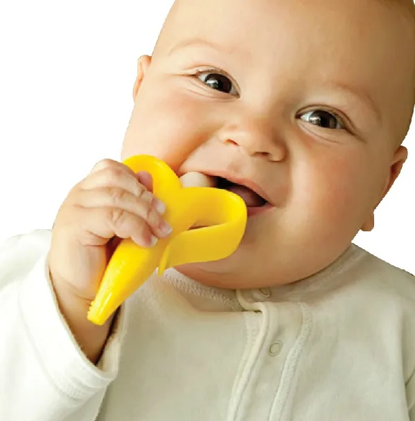 Retail pack soft safe silcone banana shape baby toothbrushes for teething toothbrush for infants as baby teether Dental Care