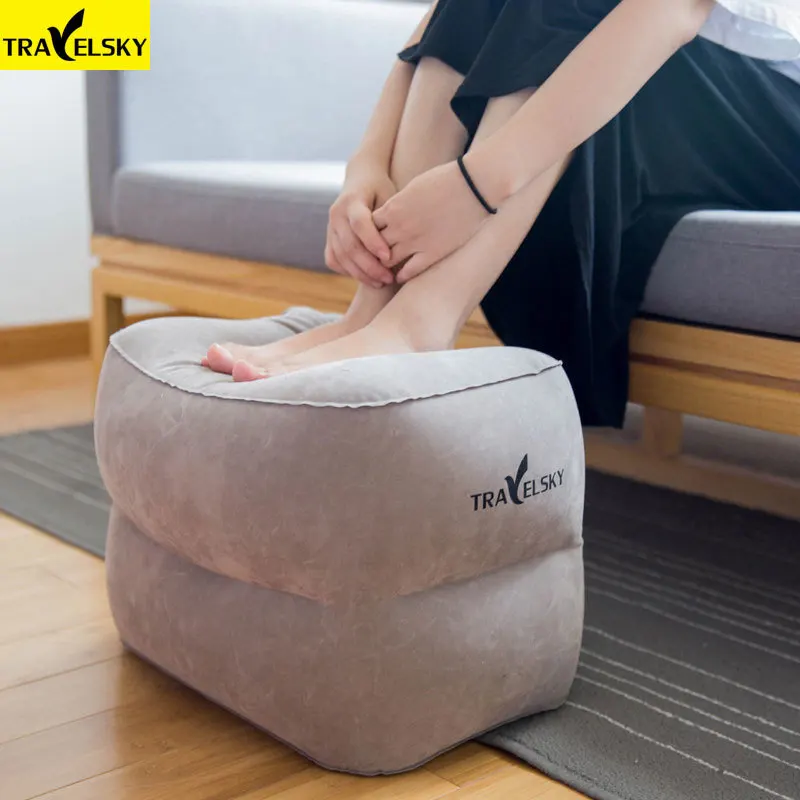 

Travelsky Newest Travel Inflatable Footrest Pillow Airplanes Rest Sleeping Flocking Foot Mat Portable Foot Pad For Kids Adult