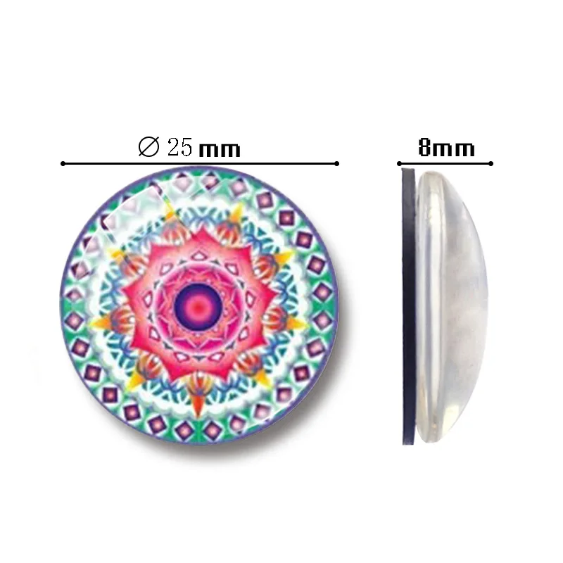5Pcs Mandala Refrigerator Magnetic Sticker Creative Art Flower Glass Cabochon fridge sticker Message Holder Board Random | Дом и сад