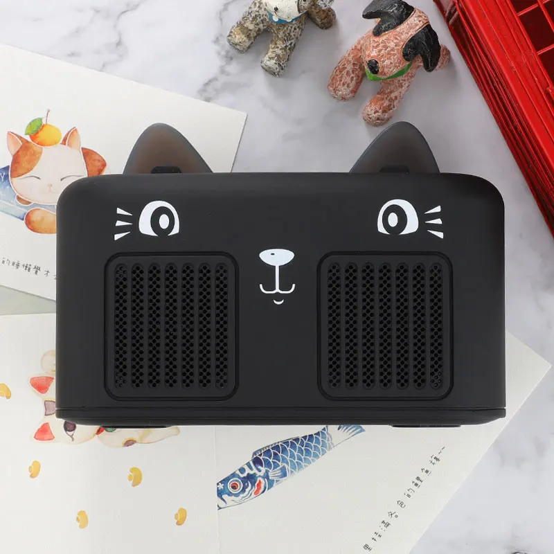 black Мультфильм Bluetooth Беспроводной Динамик держатель мобильного телефона Портативный открытый MP3 музыка Динамик Поддержка TF карта u-диск Hands-free - Цвет: black