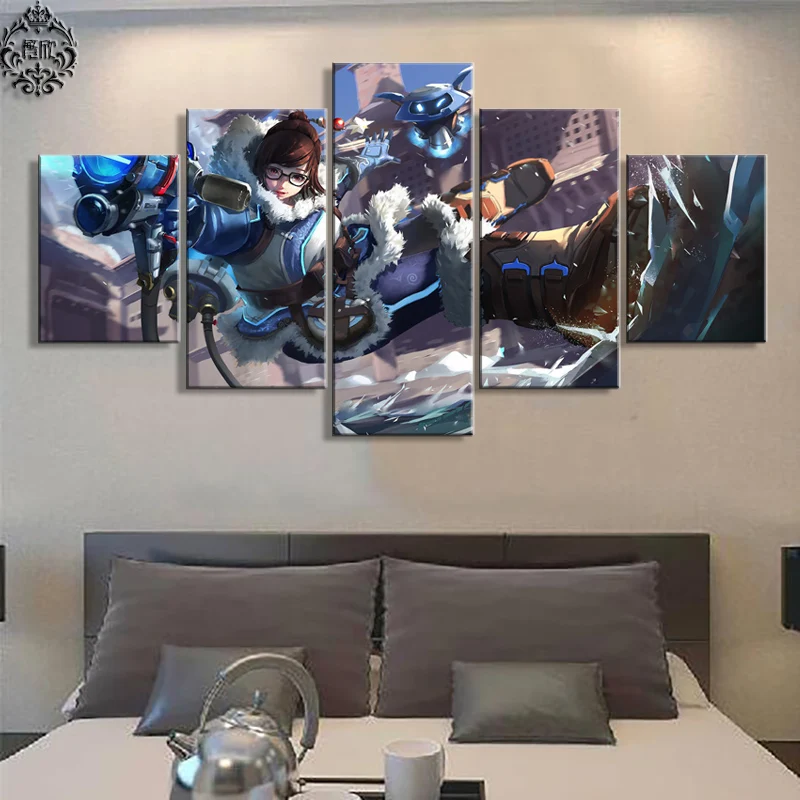Overwatch Мэй 5 Панель Wall Art домашний Декор Картина напечатанная на холсте игры постер