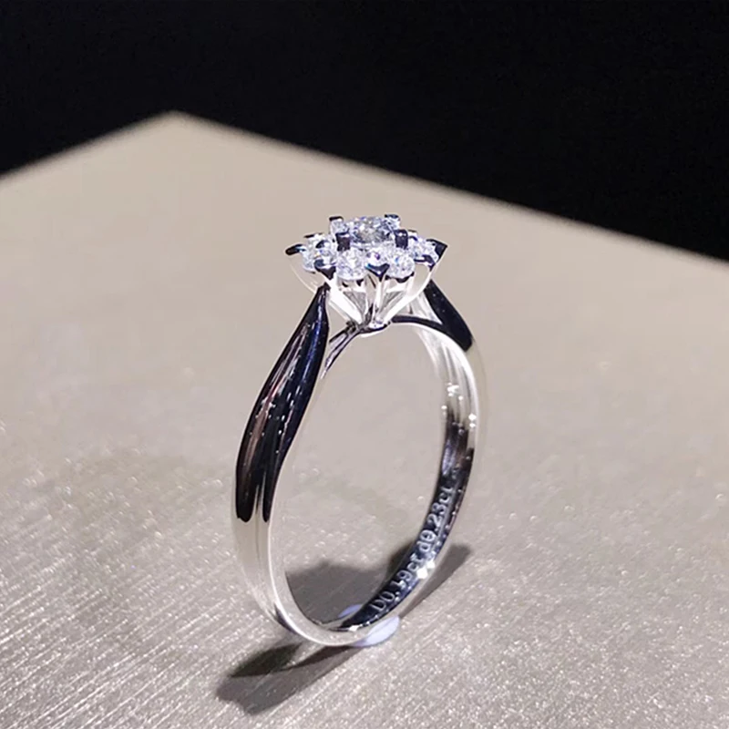 EDI Diamond обручальное кольцо с камнем Классический снежинка 18 К белого золота 0,42 CTTW натуральным бриллиантом обручальное кольцо для женщин