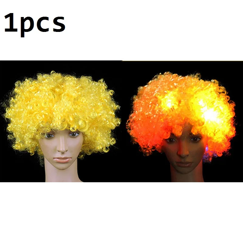 yellow hair wig Женский и мужской светодиодный светильник, мигающая блестящая шляпа для джаза, галстук-бабочка, для взрослых, танцевальное шоу, одежда, светящиеся, Рейв, вечерние, свадебные, концертные, для бара, парада - Цвет: yellow hair wig
