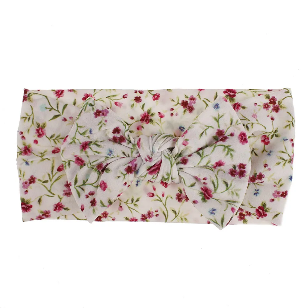 Floral 13 Цветочный принт нейлон; детская лента для волос; ободок для волос, и бантом для маленьких девочек нейлоновая головка для обертывания, широкие нейлоновые головная повязка в виде чалмы для волос, для маленькой девочки, аксессуары - Цвет: Floral 13