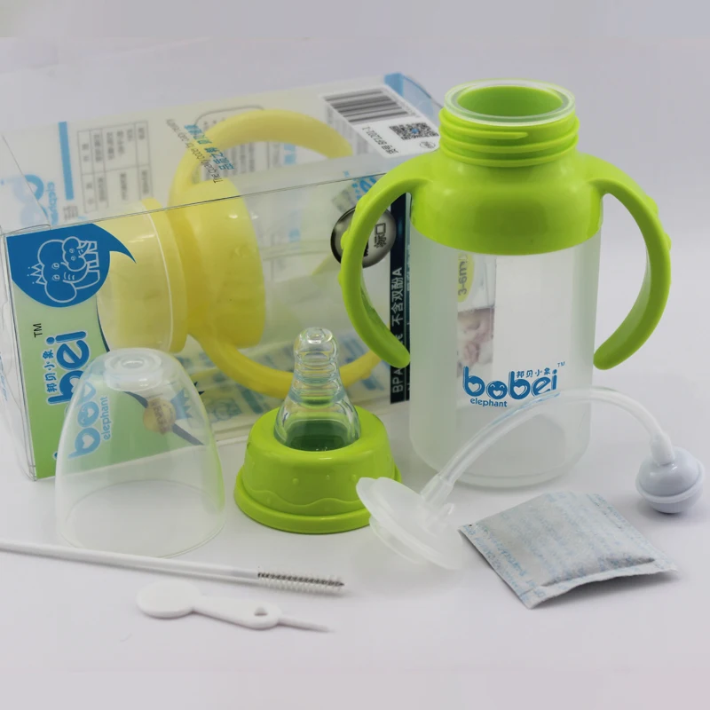 Bobei Elephant Feeding Bottle Full Gel Straw Handle Antibiosis Rice Paste Sippy Cup Soft With Spoon And Nipple 120ml |
