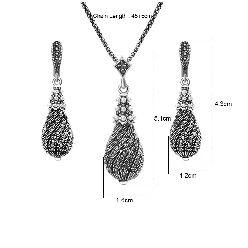 Женский винтажный комплект украшений Sellsets изысканные черные стразы ожерелье