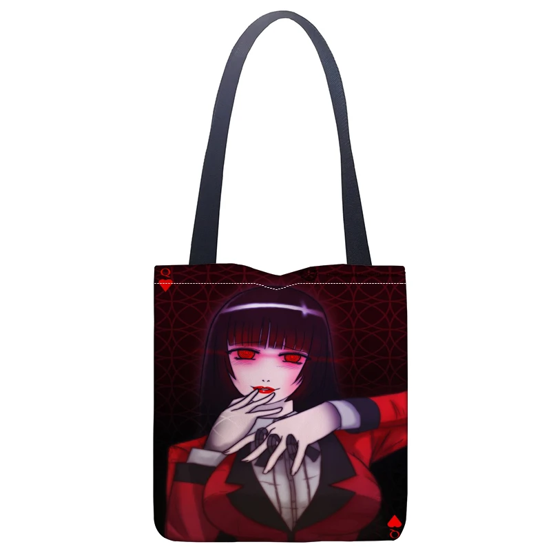 Аниме Сумка Kakegurui Модный мягкий тоут с открытым карманом и модным принтом