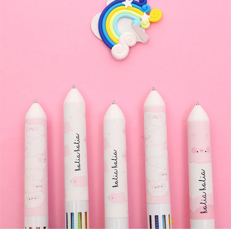 Симпатичная piggy 10 Цветов шариковая ручка цветная ручка для рисования Kawaii розовая пресс разноцветная ручка школьные принадлежности канцелярский подарок для студента
