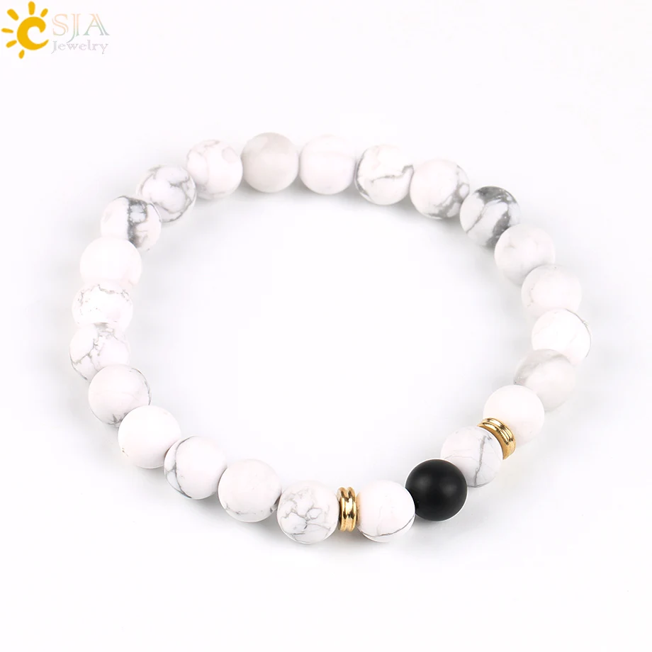 CSJA Белый Черный баланс Камень Сова Летучая мышь мужские ювелирные изделия