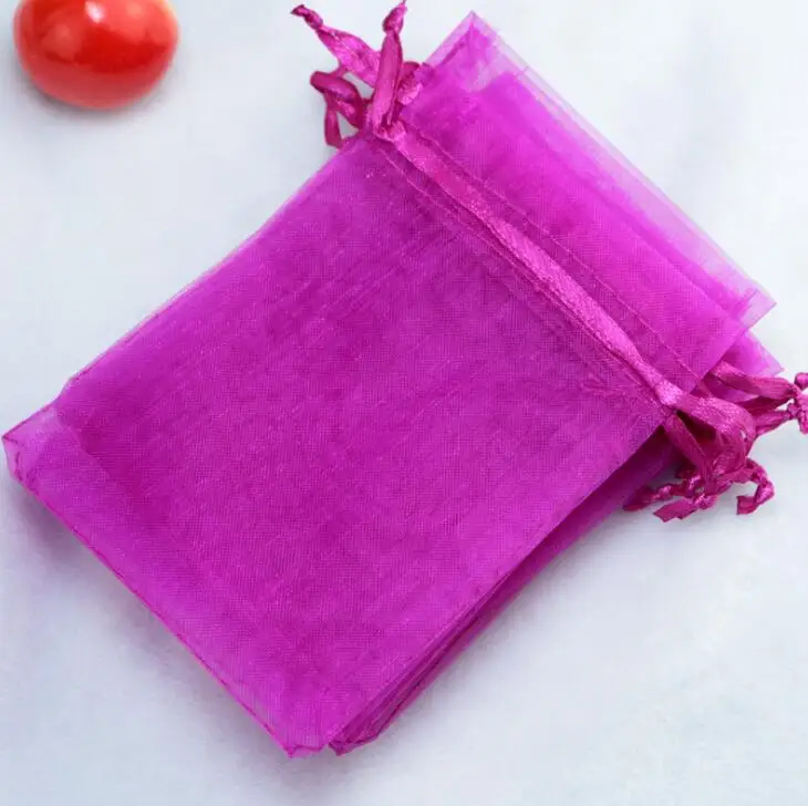 Rose red 50 шт. сумки из органзы для упаковки ювелирных изделий, сумки для украшения свадебной вечеринки, сумки для подарков, рождественские подарочные сумки - Цвет: Rose red