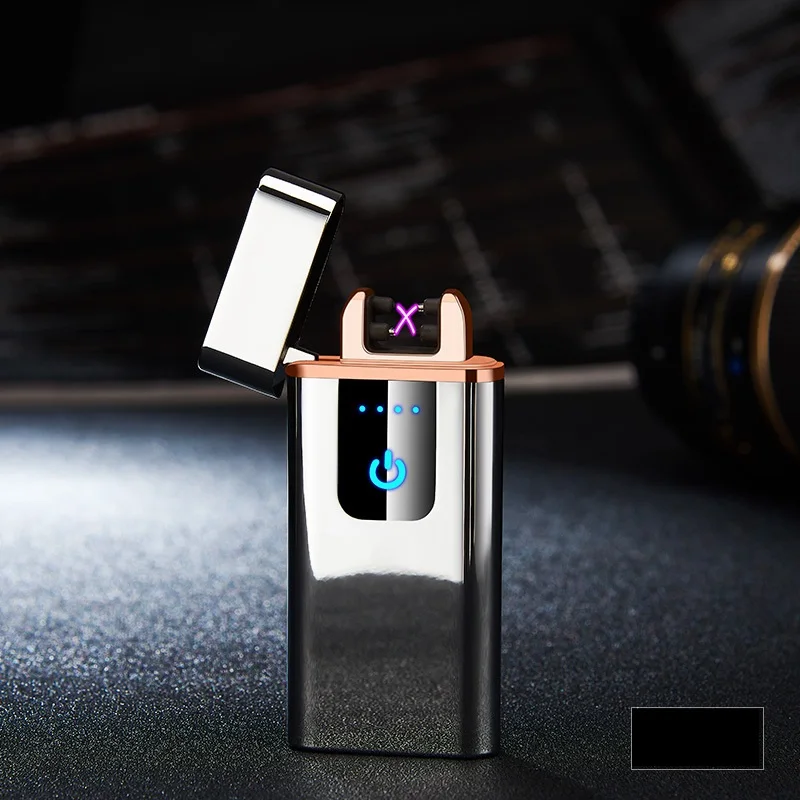 3 Перезаряжаемая через USB зажигалка электрическая двойная дуговая Зажигалка гравитационная индукция качели зажигания магнитный переключатель прикуривателя подарочная коробка - Цвет: 3