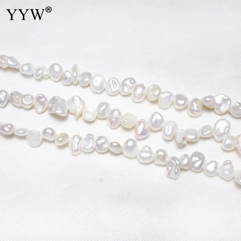 5-9mm White Irregular Cultured Freshwater Pearl Natural Stone Loose Beads For Gift Necklace Bracelet Jewelry Making Strand 15.1&quot |