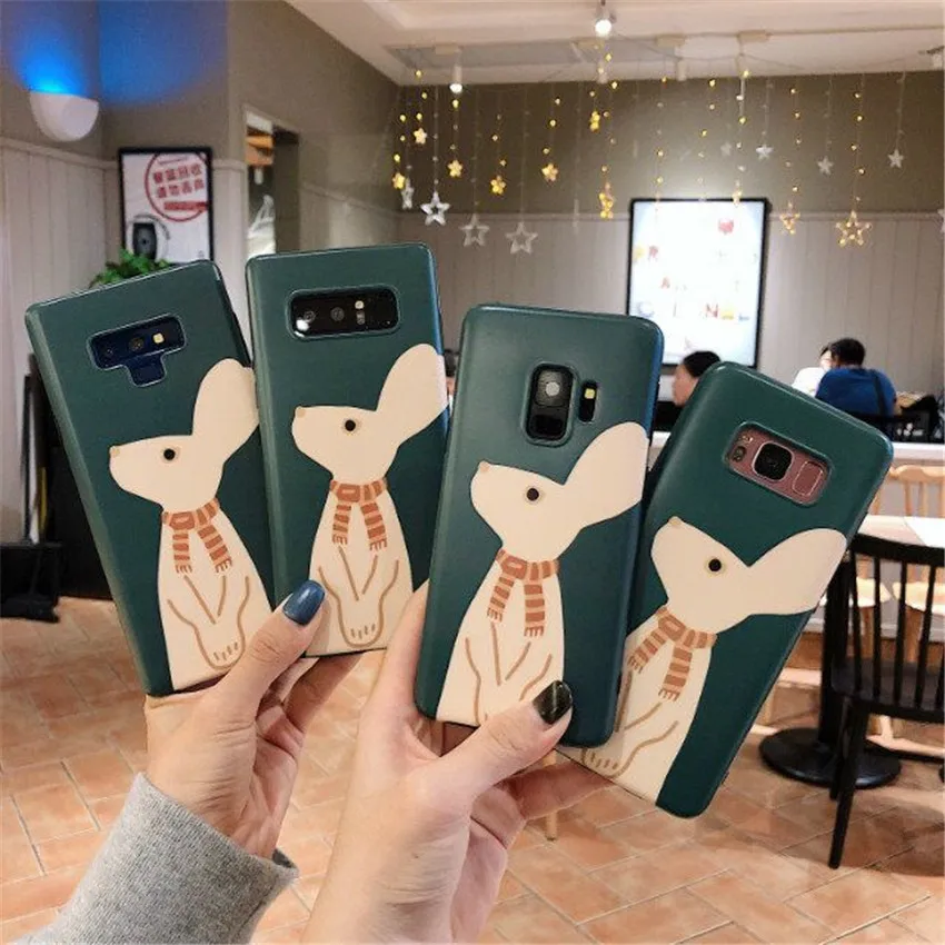 Полная задняя крышка для Samsung Galaxy S7 Edge S8 S9 Plus Note8 9 Капа Coque милый кролик в шарфе