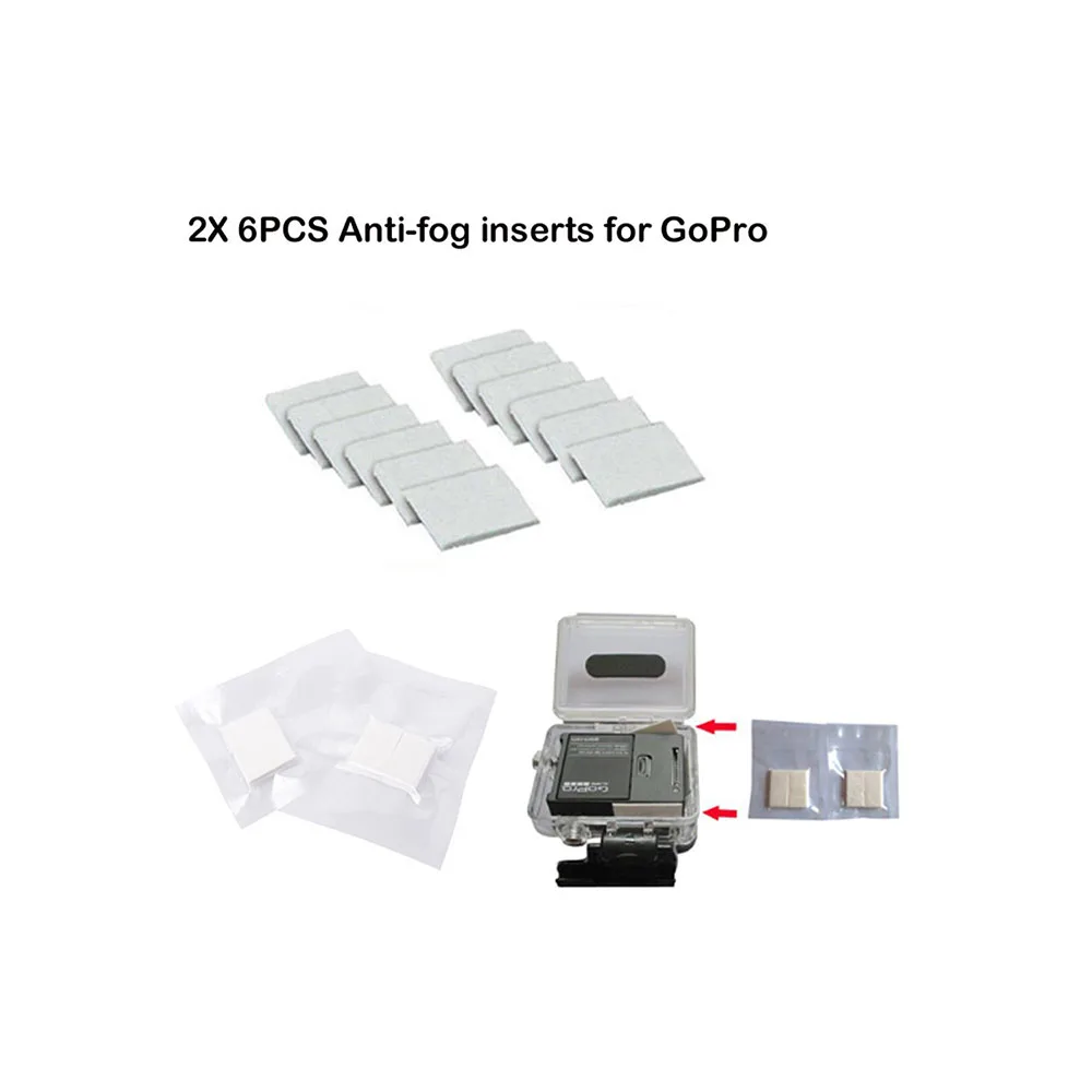 12 шт. незапотевающие вставки для gopro Hero 4 3 2 1 SJ4000 Xiaomi Yi go pro|for hero|anti fog xiaomikit for |