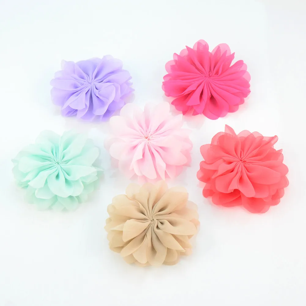 30 pcs/lot 7 cm chiffon lotus flowers sunflowers DIY apparel hair headband accessories Supplies | Аксессуары для одежды