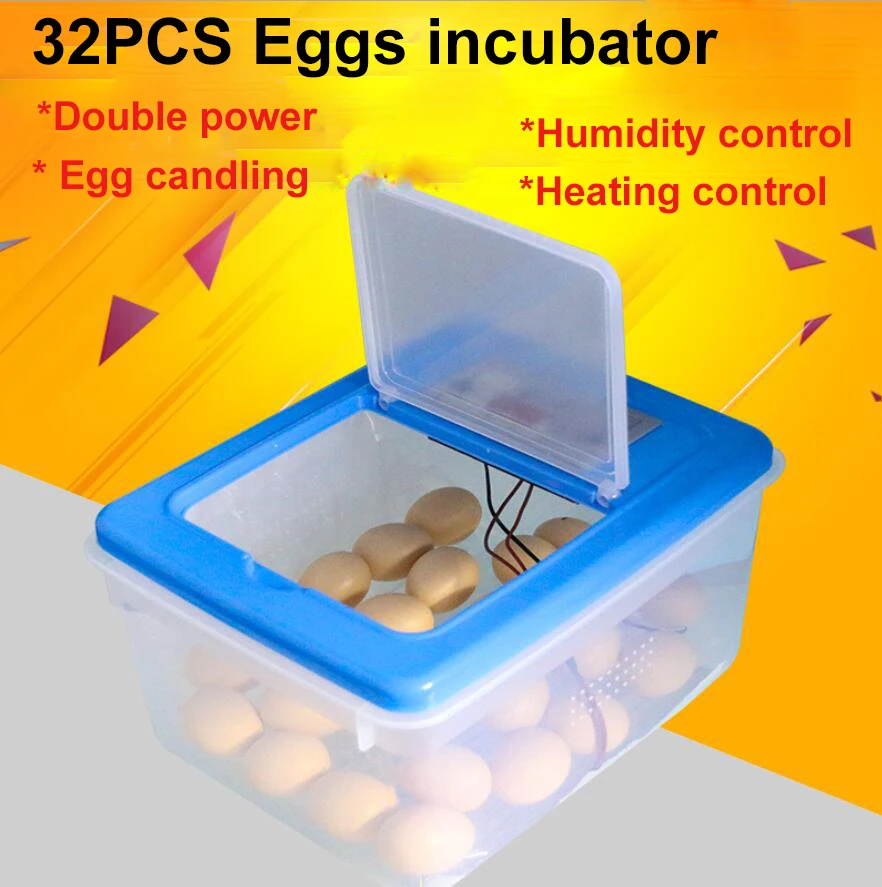 Incubadora Digital electrónica de 30-64 huevos, incubadora automática de pollo, pato y Ganso, 12V/220V