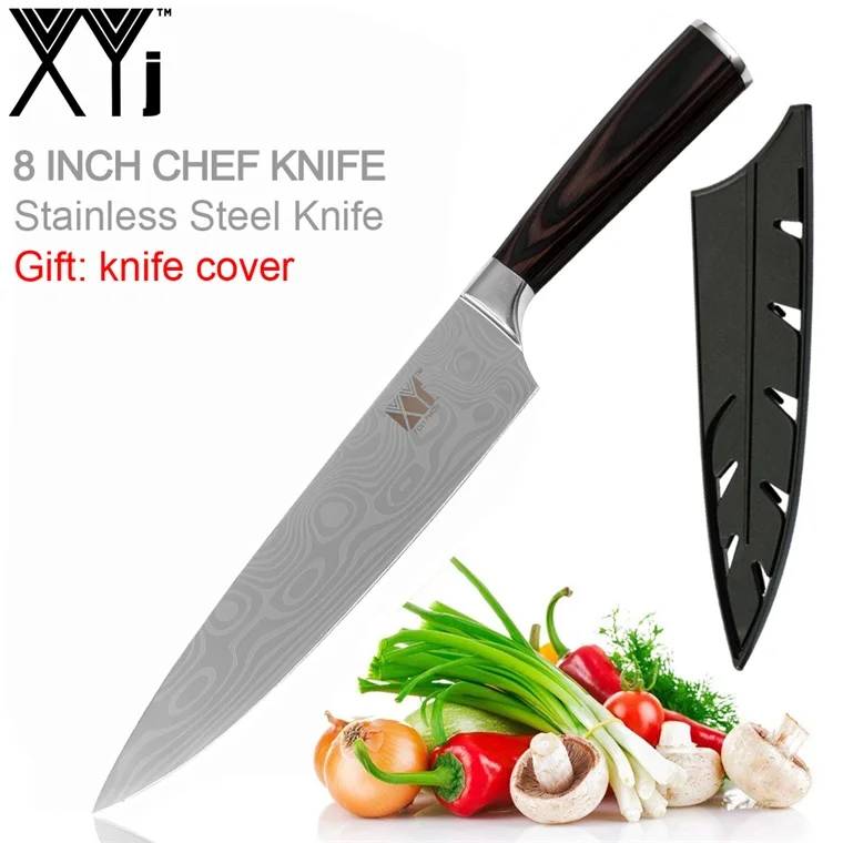 KnifeXCover Style4 XYj поварской нож Профессиональный поварской нож инструмент 8 дюймов 7cr17 кухонный нож из нержавеющей стали эргономичная ручка Подарочный нож чехол принадлежности - Цвет: KnifeXCover Style4