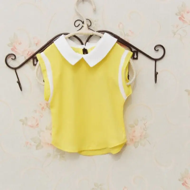 2017 г. Летняя одежда для малышей подростков детская Блузка Для Девочек Шифоновые