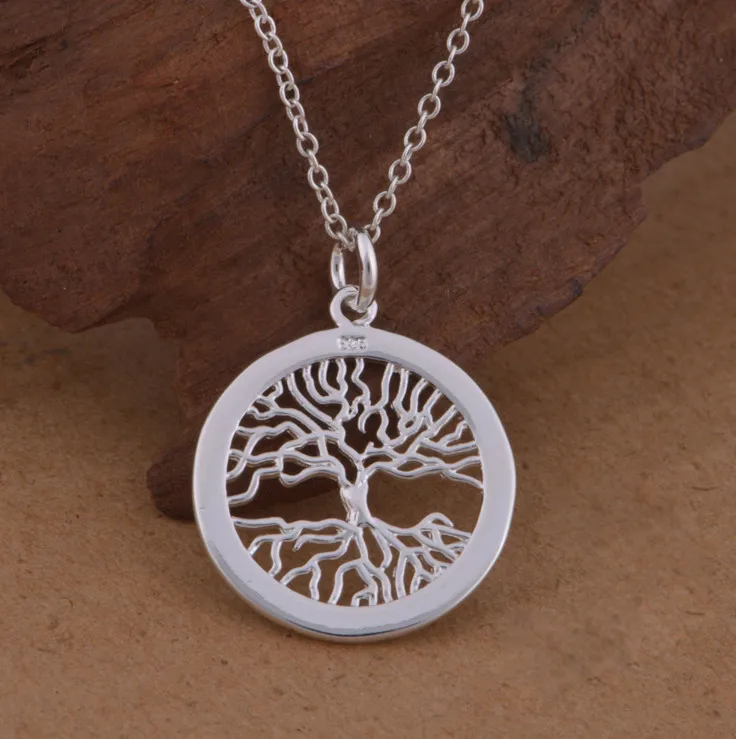 

2016 New festival silver chic pendant necklace Fashion Tree of life God mother Religion collares populares 2.2cm jewelry