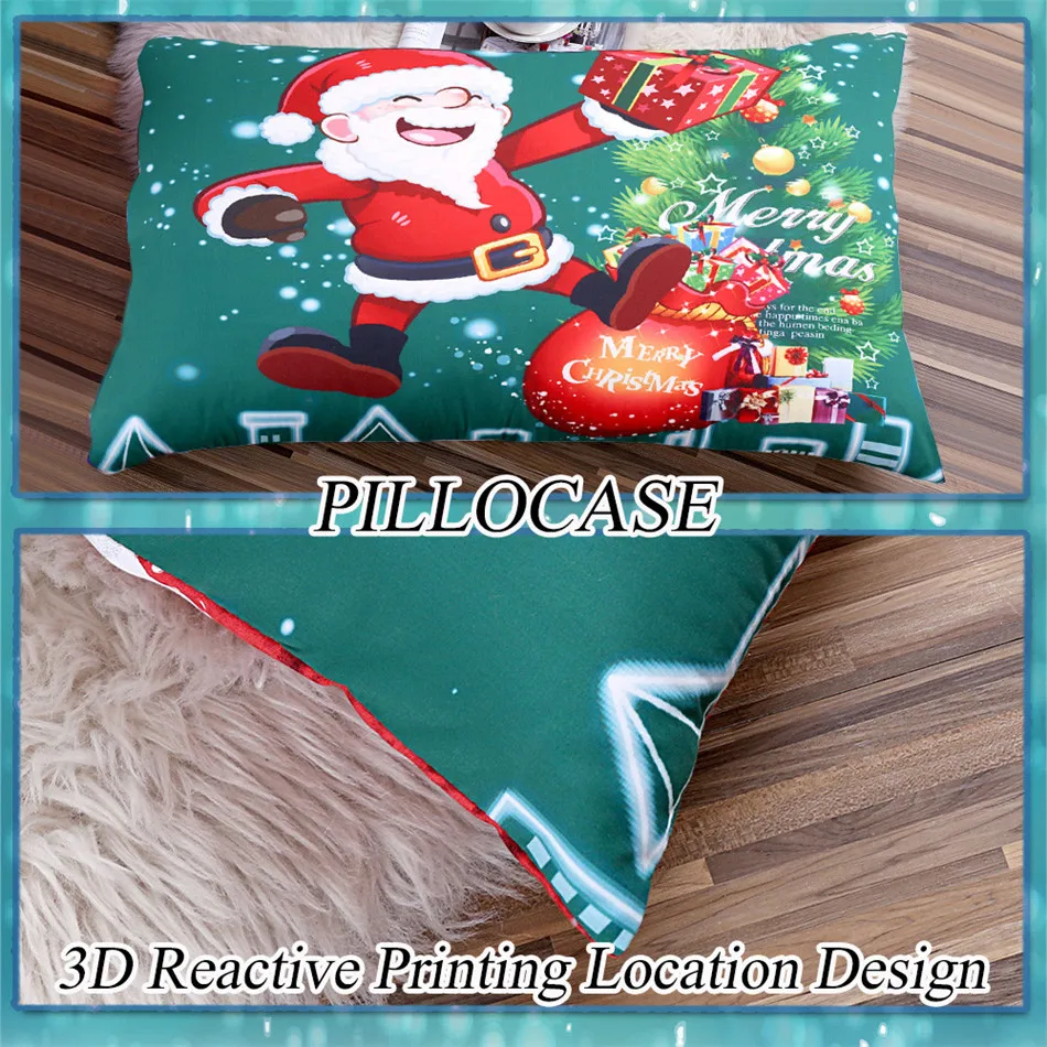 3D мультфильм Постельное белье Счастливого Рождества зеленый одеяло набор король