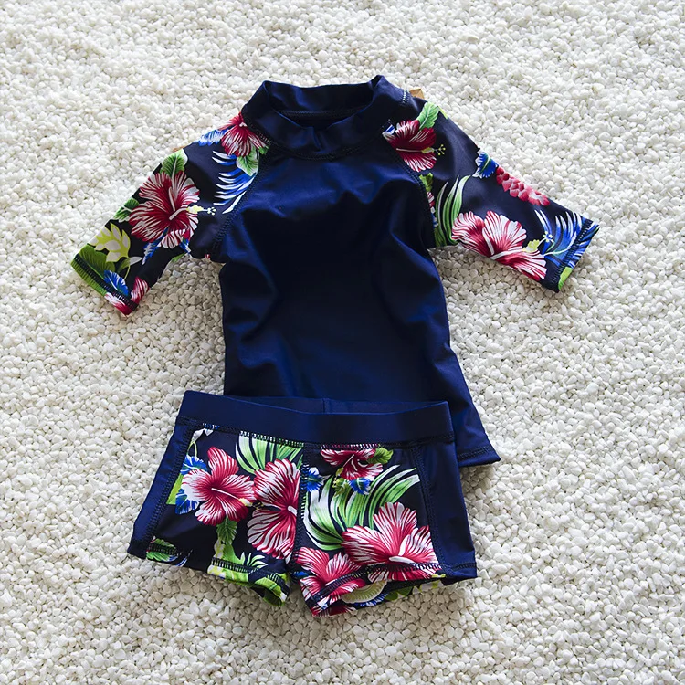 2017 New Arrivals Boys Girls Swimwear Korean Style Floral Two-piece Swim Bathing Suit Plus Size Children Beach Swimsuits | Спорт и