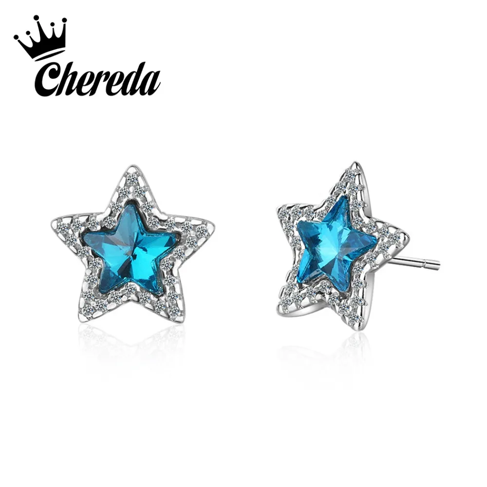 Оптовая продажа новые серебряные Ювелирные серьги Chereda серьги-гвоздики синего