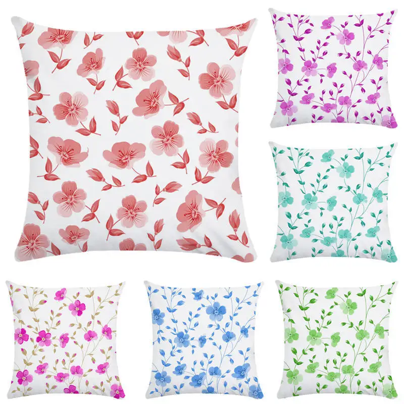 

RUBYLOVE Bright Color Small Flower Bottom Design Throw Pillow Covers Couch Cushion Cover Home Decorative Pillows 45*45cm