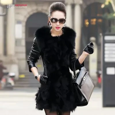Женское цельное пальто из искусственного меха 2017 Лисий мех верхняя одежда