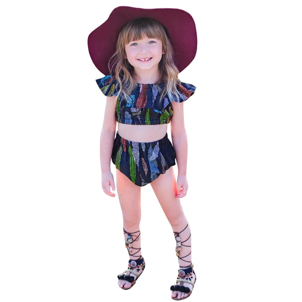 Фото Одежда для маленьких девочек летние топы без рукавов с открытыми плечами и