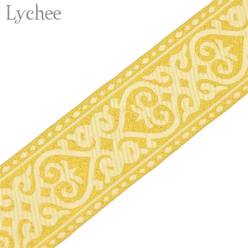 Lychee 9 ярдов светильник Золотая плетеная жаккардовая из полиэстера лента для