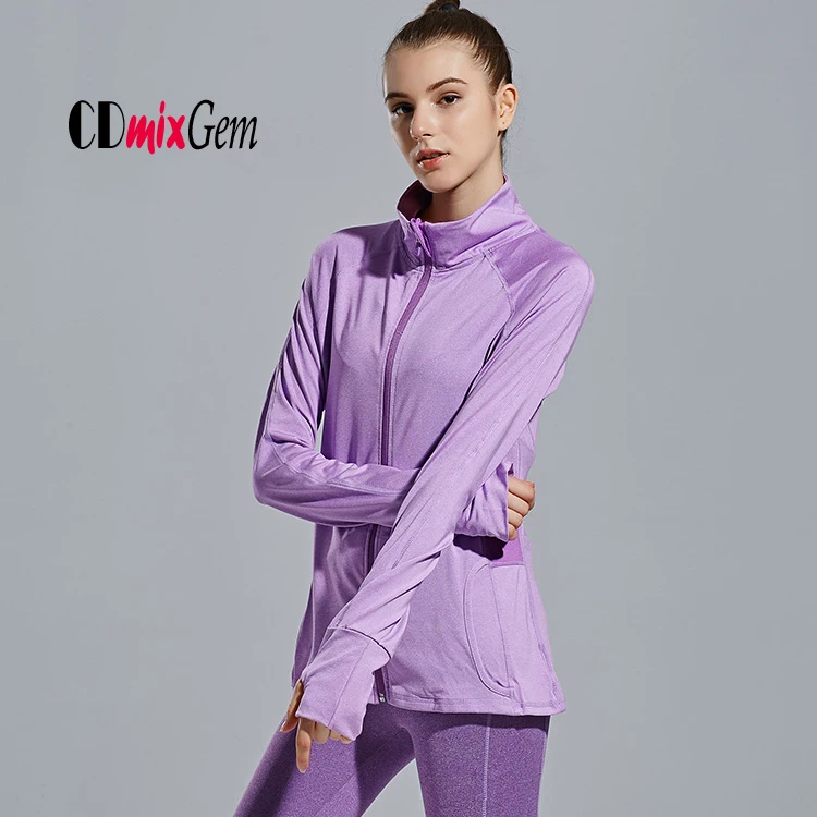 Спортивная одежда быстросохнущая Женская куртка для бега на молнии с обычным