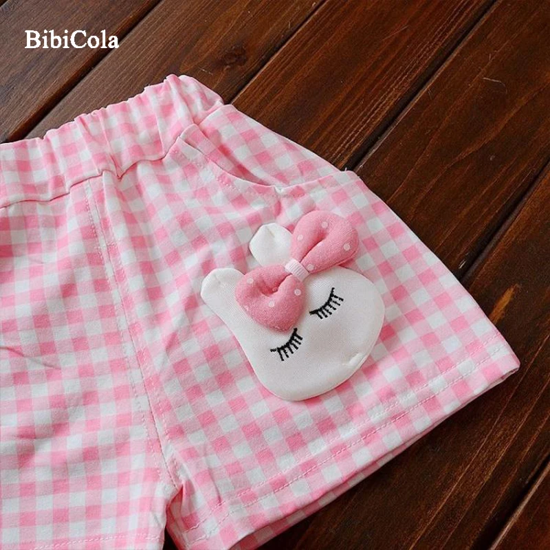 Летний спортивный костюм для девочек BibiCola хлопковая футболка с мультяшным