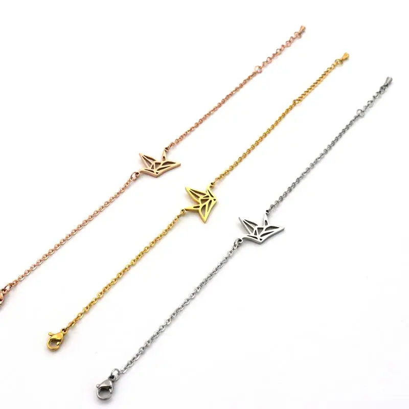 Браслет из нержавеющей стали с бумажным журавлем для женщин и девушек | Украшения