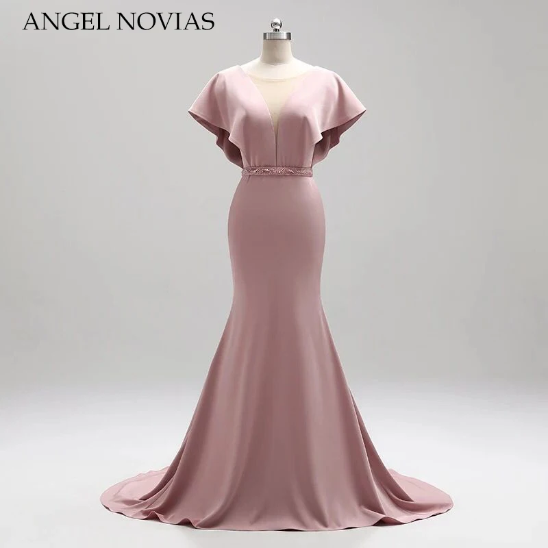 Женское длинное вечернее платье Angel Novias атласное для выпускного вечера 2020 |