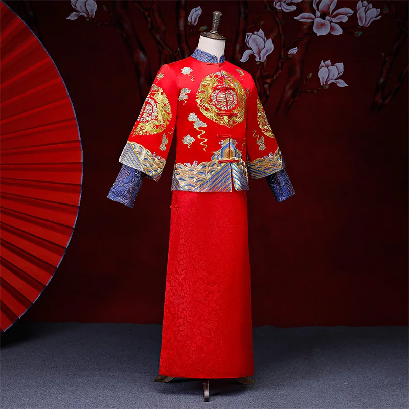 Красный Жених винтажный свободный Cheongsam традиционное китайское свадебное платье