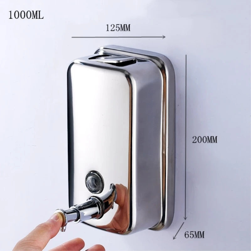 Liquid Soap Dispensers 1000ML Wall Mounted Stainless Steel Dispenser Washroom Kitchen Bathroom Shower A08-602 | Обустройство дома