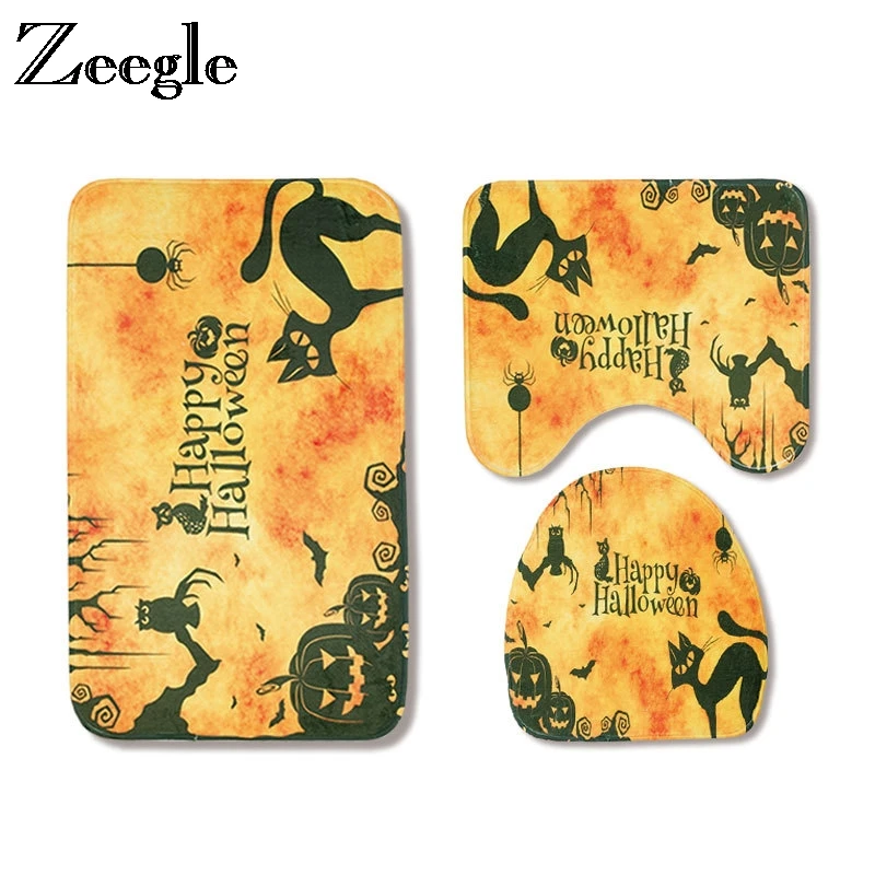 Забавный коврик Zeegle для ванной на Хэллоуин 3 шт./компл. Впитывающий Коврик туалета