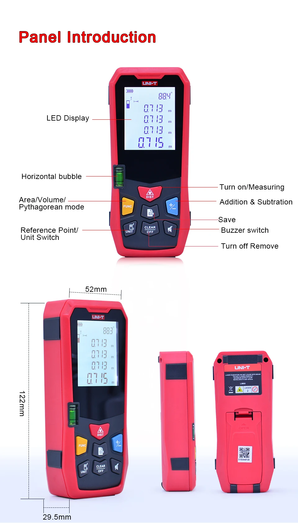 UNI-T LM80/LM100/LM120/LM150 лазерный дальномер электронный лазерный измеритель расстояния 80 м/100 м/120 м/150 м