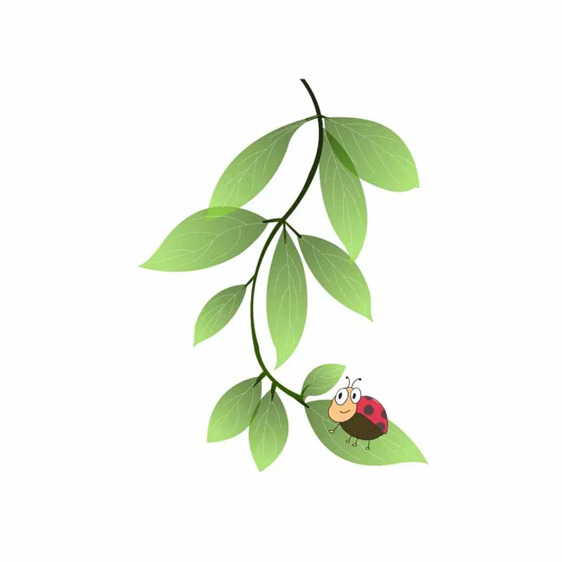 YOJA 16.6X22.4CM Green Leaves Of Tender Plants And Coccinella Septempunctata Home Decor Wall Sticker Toilet Decal T5-1060 | Дом и сад