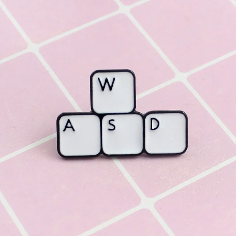 Computer keyboard WASD four keys when playing games game button fashion personality brooch for everyone to match clothes | Украшения и