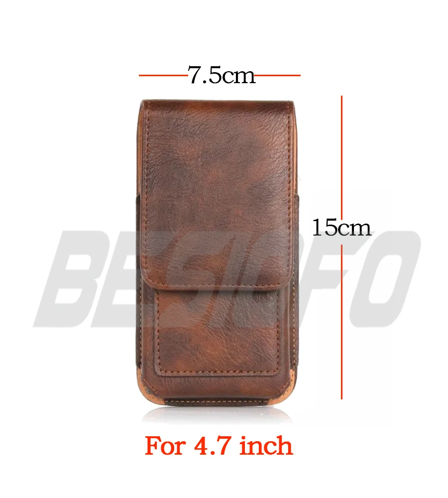 4.7inch Brown 360 градусов вращающийся на липучке кожаный чехол с зажимом для ремня чехол для телефона для Xiaomi Mi2 Mi3 Mi4 Mi5 5C 5X6 6X Mi8 - Цвет: 4.7inch Brown