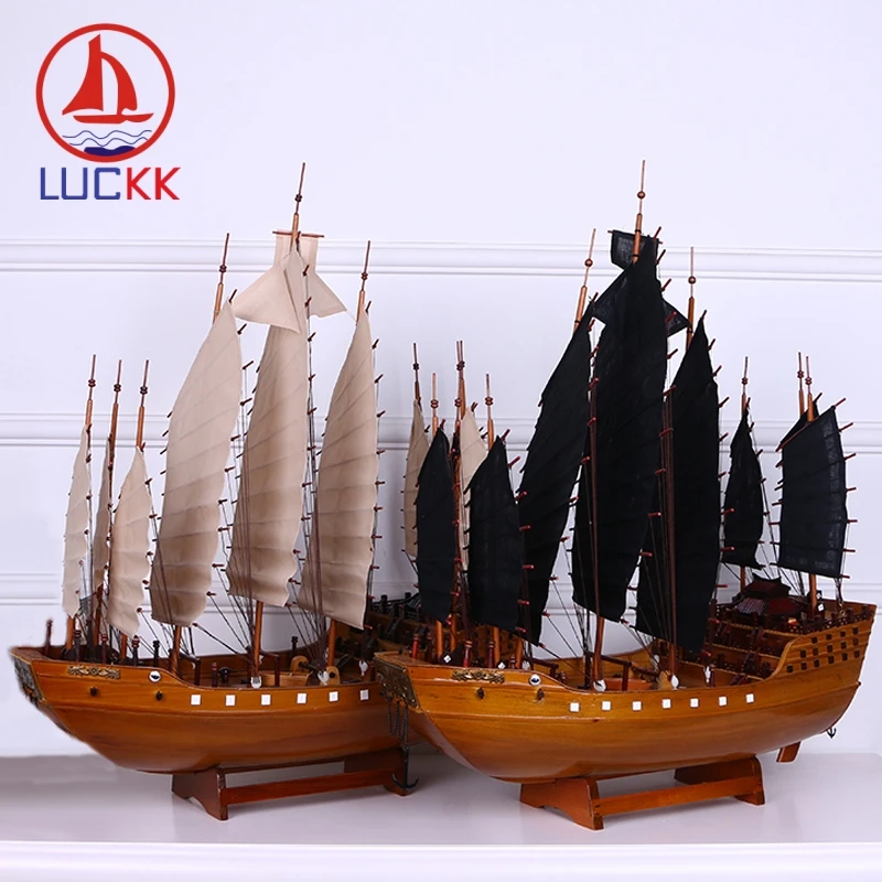 

LUCKK 60CM Chinese Zheng He's Voyages Wooden Model Ships Home Decoration Interior Wood For Craft Sea Style Assembling Classics