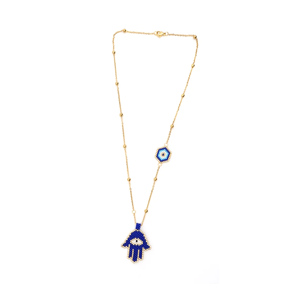 MI-N190019 Evil Eye Go2boho, ожерелье от сглаза, рука Хамса, ожерелье, золотая цепочка для женщин, ожерелье,, MIYUKI, ювелирное изделие, Insta, модная нержавеющая сталь - Окраска металла: MI-N190019 Evil Eye