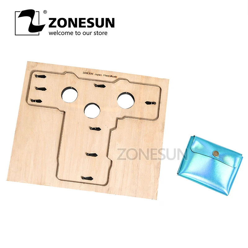 ZONESUN Customized leather cutting die handicraft tool Double open coin purse pouch punch cutter mold DIY paper wallet cut |