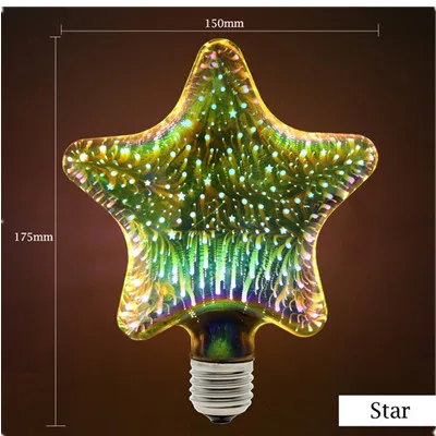 Красивая 3d-лампа blubs G95 ST64 A60 LOVE Diamond shape 3D 7 Вт E27 85-265 в красочная волшебная лампа