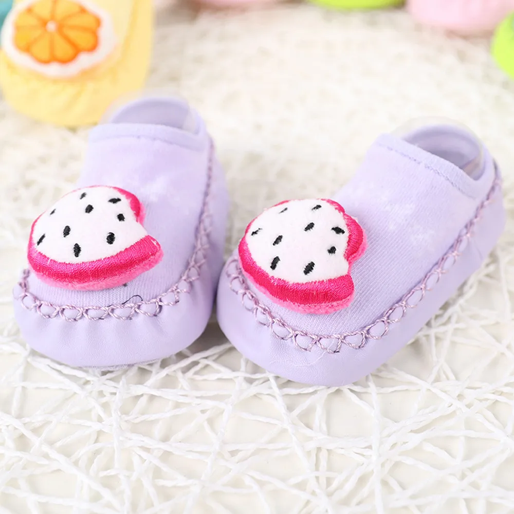 Обувь с клубничкой мягкая детская обувь теплые носки фруктами для мальчиков и
