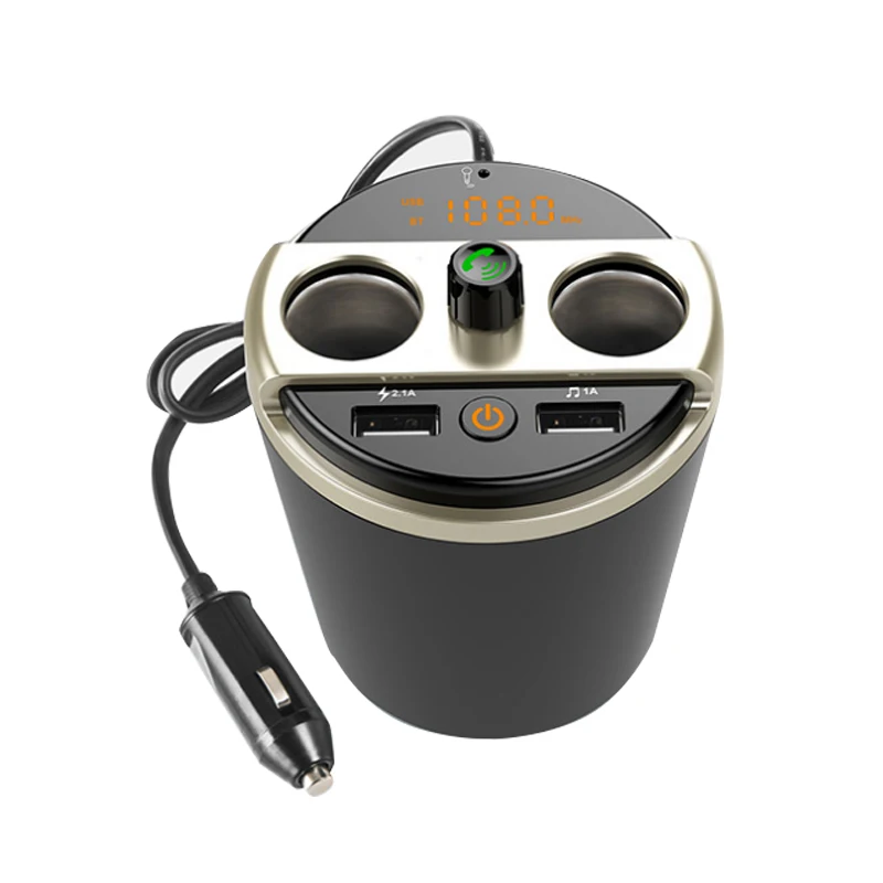Золотой JINSERTA Bluetooth Автомобильный mp3 плеер FM передатчик 2 USB 3.1A чашка прикуриватель адаптер телефон быстрое зарядное устройство mp3 Воспроизведение музыки - Название цвета: Золотой