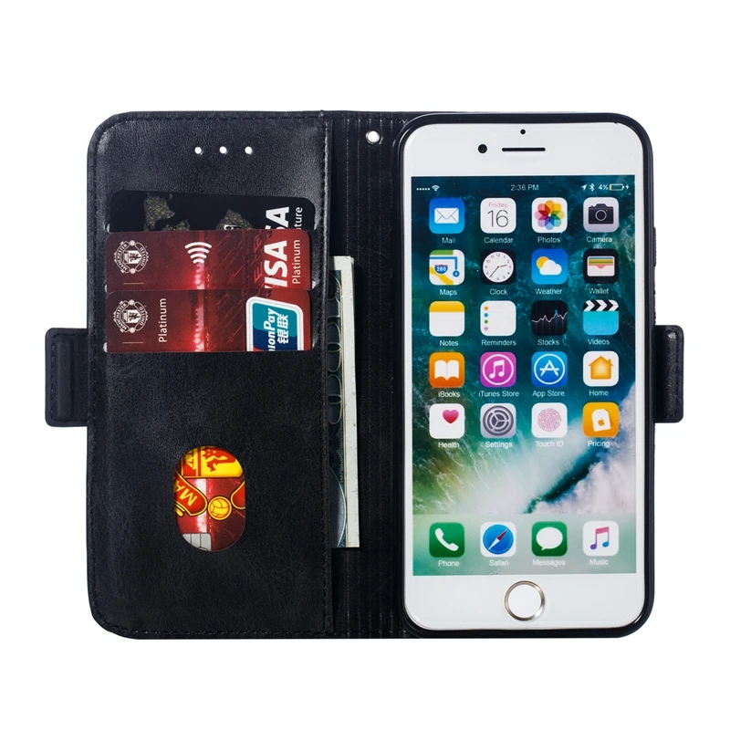 Кожаный чехол с откидной крышкой для iPhone 7 флип-чехол кошельком и подставкой